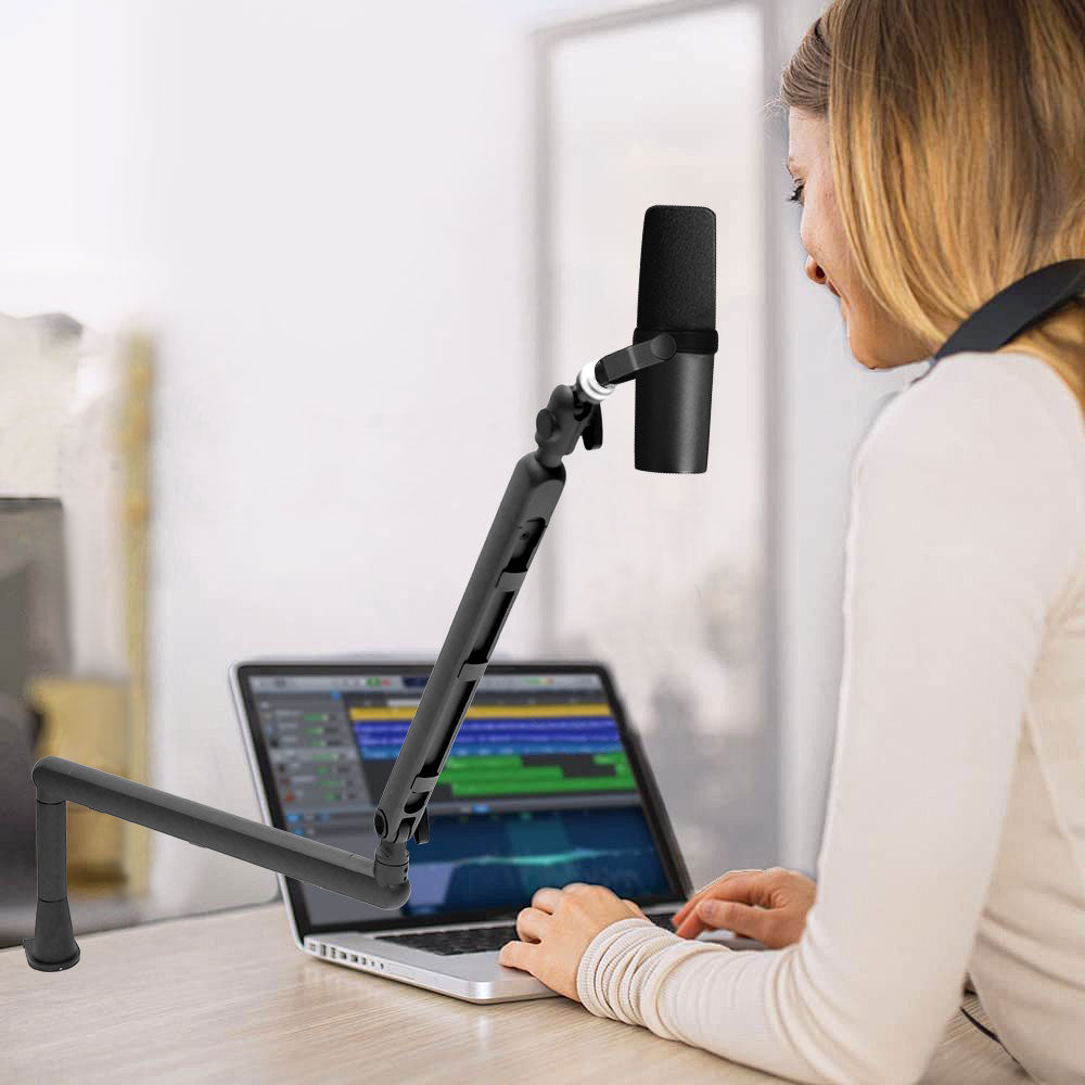 Mic Arm Microphone Holder Swivel Suspension Boom Hidden Cable Channels Versatile Desk Clamp Counterweight 1/4鈥?3/8鈥?5/8鈥?Mic Mounts Studio Broadcast Streaming Work