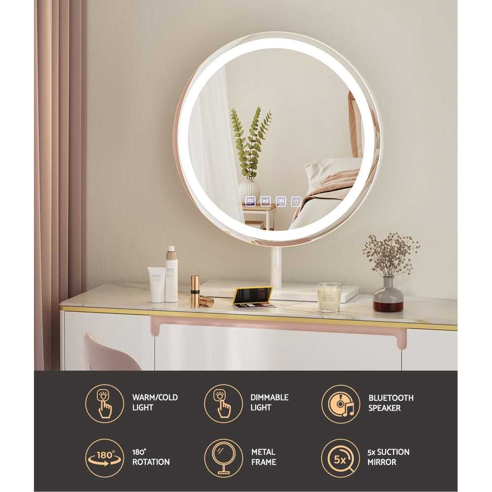 Embellir Makeup Mirror 40x40cm Hollywood Vanity with LED Light Tabletop Round