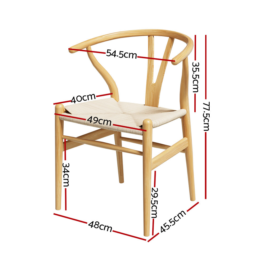 Artiss Dining Chair Wooden Rattan Seat Wishbone Back