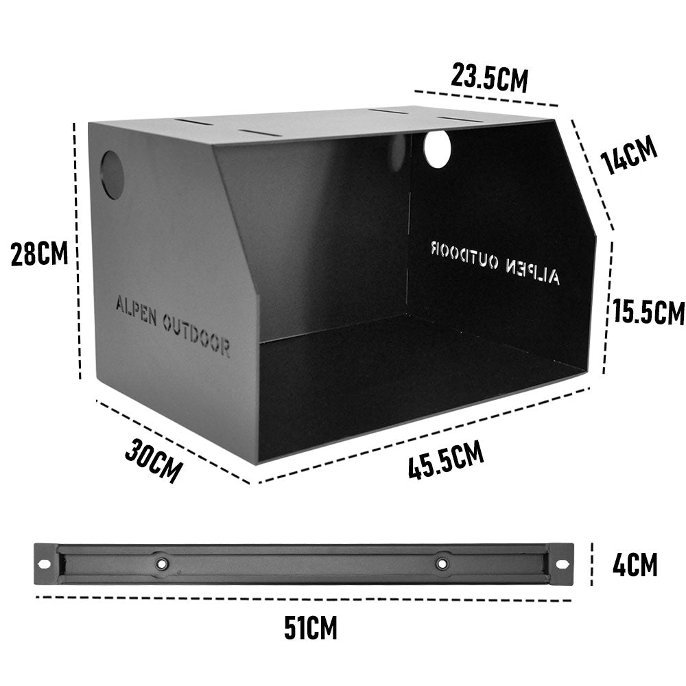 ALPEN Microwave Oven Rack 3mm Thickness Aluminium Shelf Space Saving Holder with 2 Mounting Brackets L45.6xW30xH28cm Black