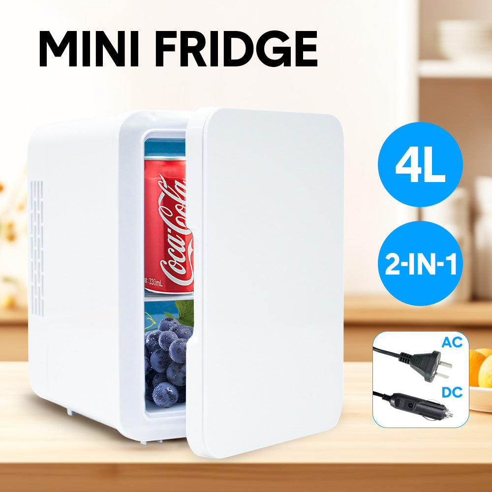 4L Mini Fridge Portable 12V Car Refrigerator Small Cooler Freezer with Cooling and Heating Function for Room Car Office Drinks Cosmetic Fresh Keeping