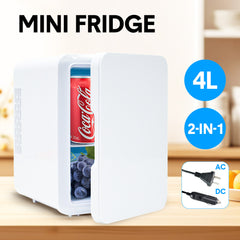 4L Mini Fridge Portable 12V Car Refrigerator Small Cooler Freezer with Cooling and Heating Function for Room Car Office Drinks Cosmetic Fresh Keeping