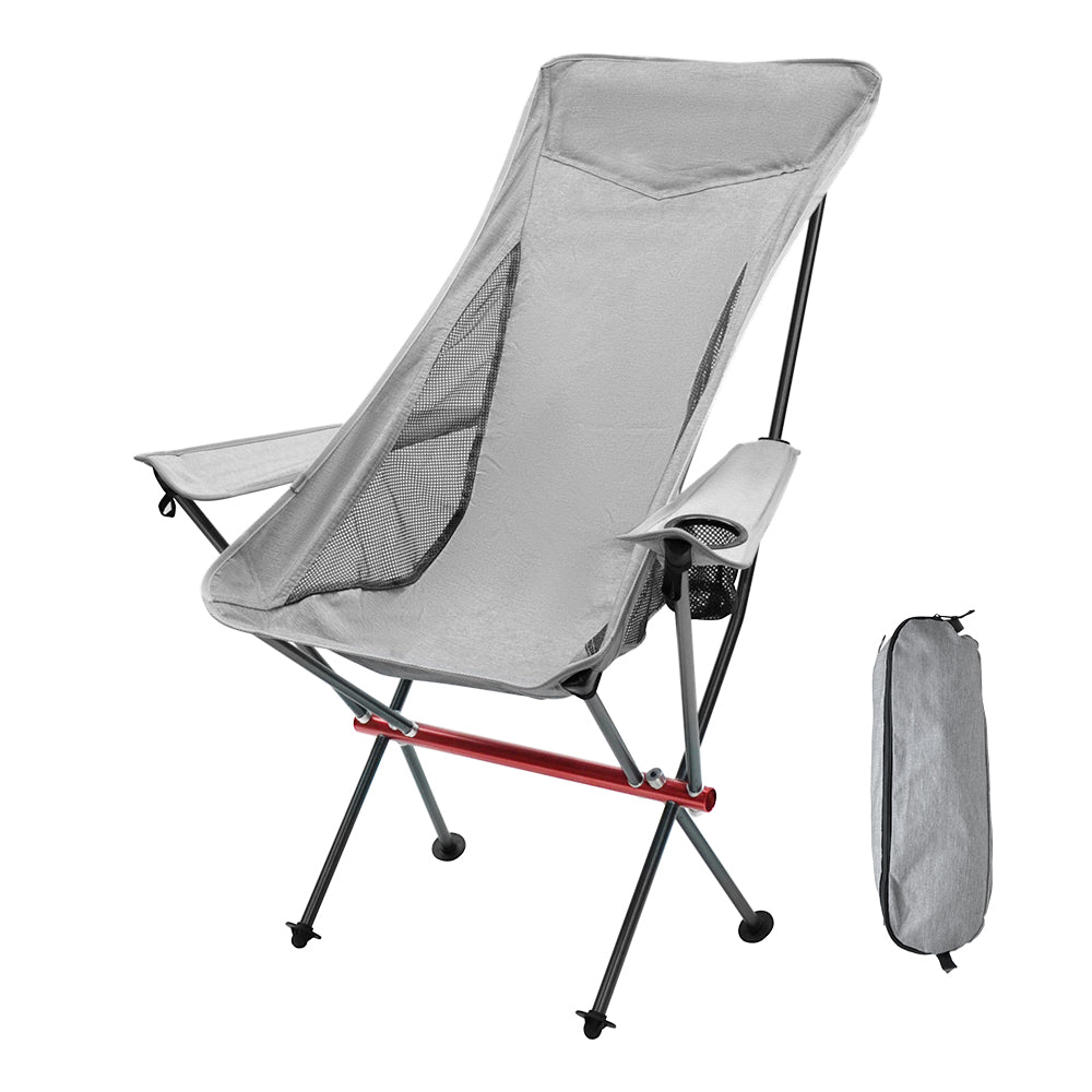 Ultra-Light 1.5KG Portable Folding Rock Camping Chair No Tools Setup 150kg Capacity Heat-Resistant Oxford Fabric Armrests Design with Side Pockets