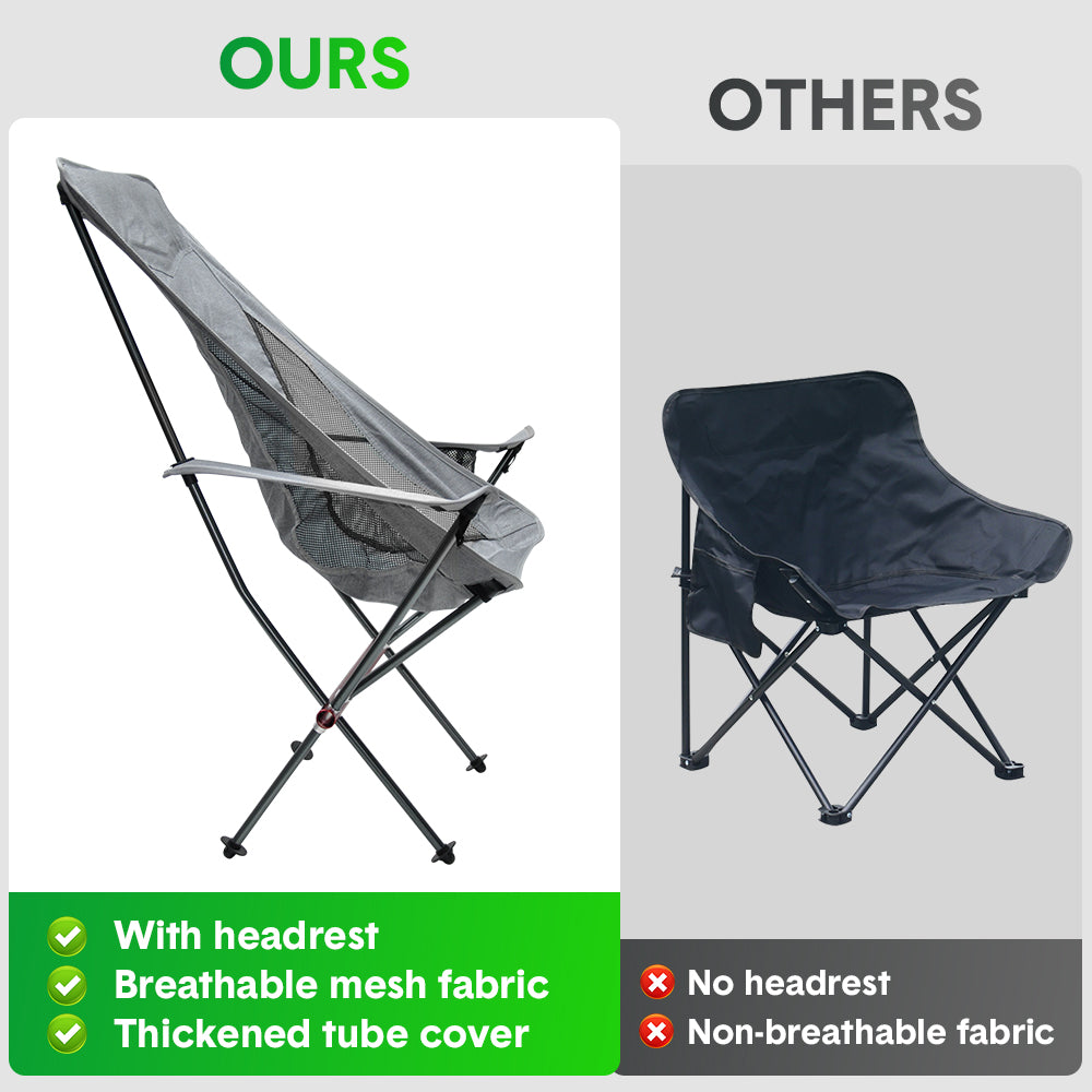 Ultra-Light 1.5KG Portable Folding Rock Camping Chair No Tools Setup 150kg Capacity Heat-Resistant Oxford Fabric Armrests Design with Side Pockets