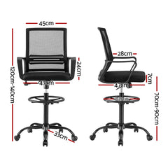 Artiss Office Chair Drafting Chairs Stool Computer Desk Studios Mesh Black