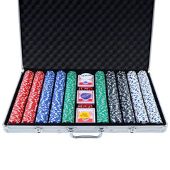 1000pcs Poker Chips Set Casino Texas Hold'em Gambling Party Game Dice Cards Case