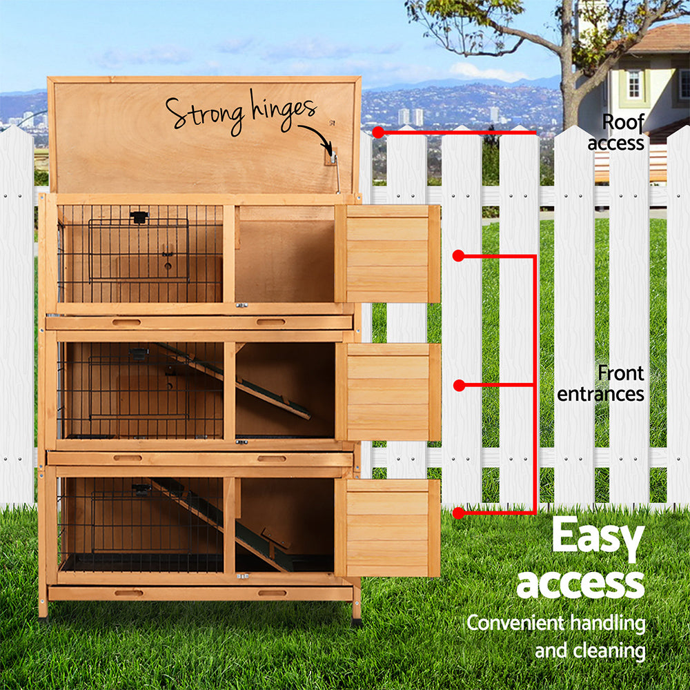 i.Pet Rabbit Hutch 91.5cm x 46cm x 116.5cm Chicken Coop Large House Cage Run Wooden Bunny Outdoor