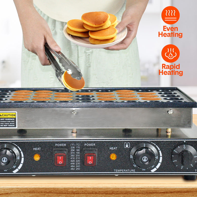 50pcs Commercial Electric Pancake Maker Nonstick Teflon Poffertjes Dorayaki Waffle Dutch Baker Machine for Home Restaurants Cafes Bakery Shop