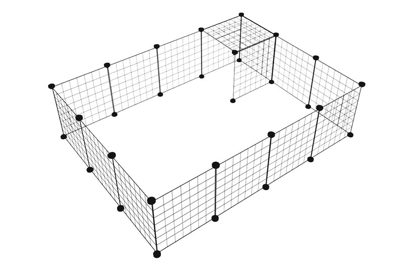 Pet Playpen Foldable Metal Pet Cage Enclosure Puppy Fence 16 Panels with Connection Clips for Small Animal Puppy Rabbit Kitten Turtle Indoor Outdoor Black