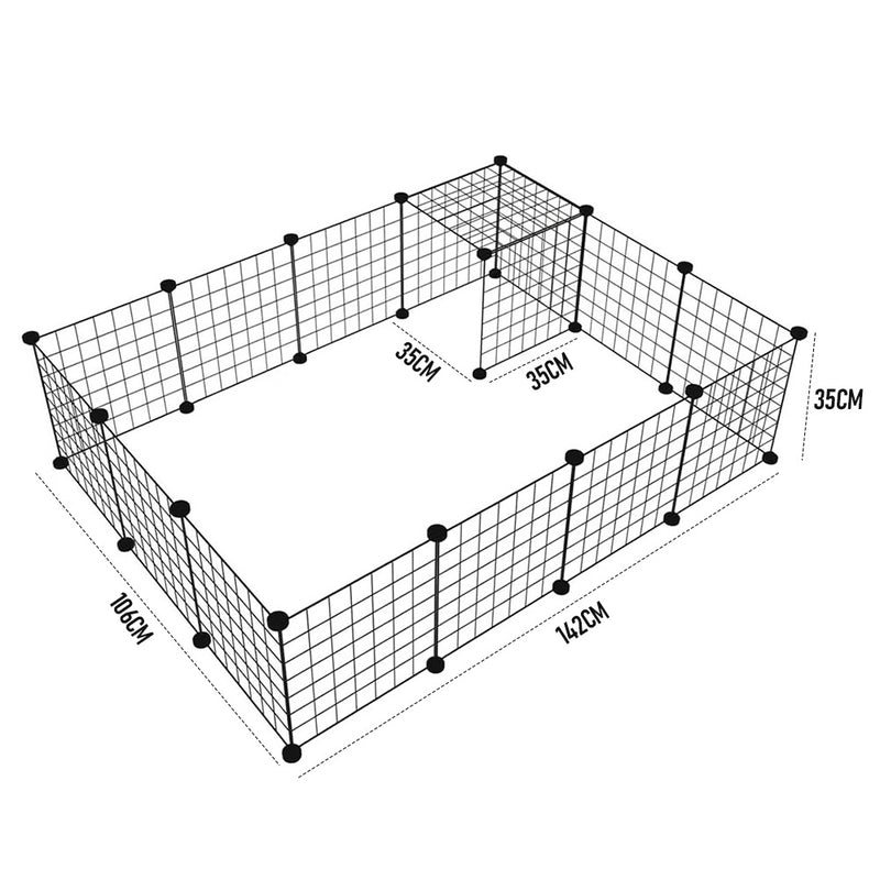 Pet Playpen Foldable Metal Pet Cage Enclosure Puppy Fence 16 Panels with Connection Clips for Small Animal Puppy Rabbit Kitten Turtle Indoor Outdoor Black