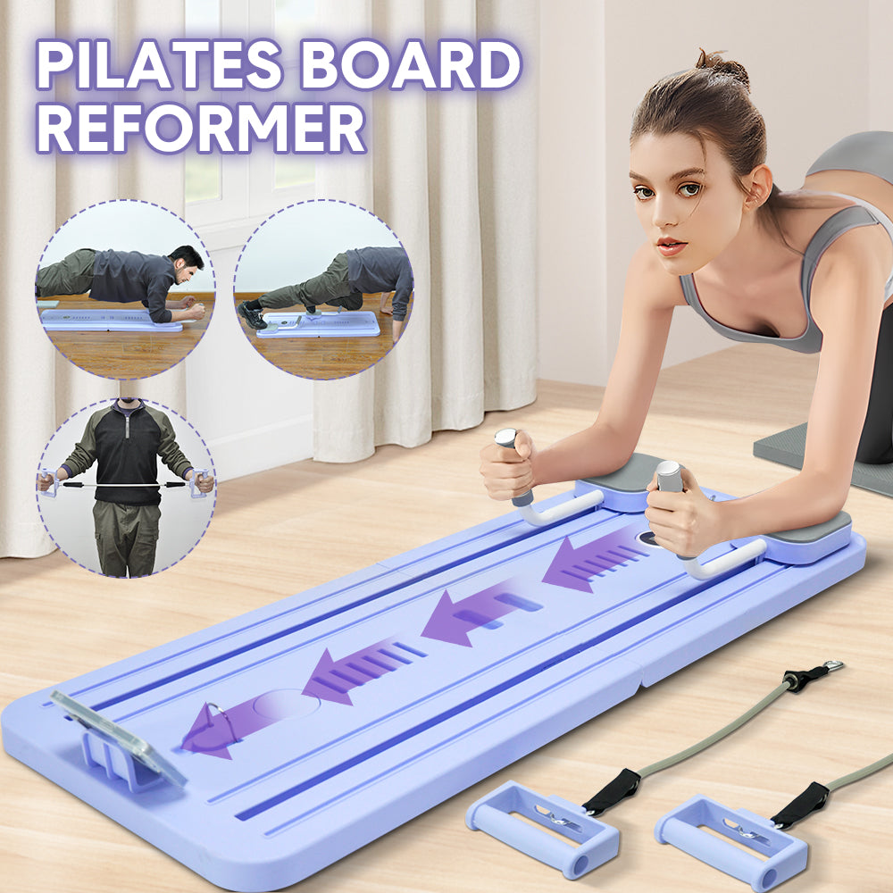 Foldable Pilates Board Reformer 4 in 1 Multifunctional Core Exercise Set Ab Trainer with Timer and Phone Stand for Indoor Outdoor Full Body Fitness Home