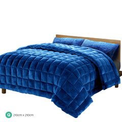 Giselle Bedding Faux Mink Quilt Blue Queen