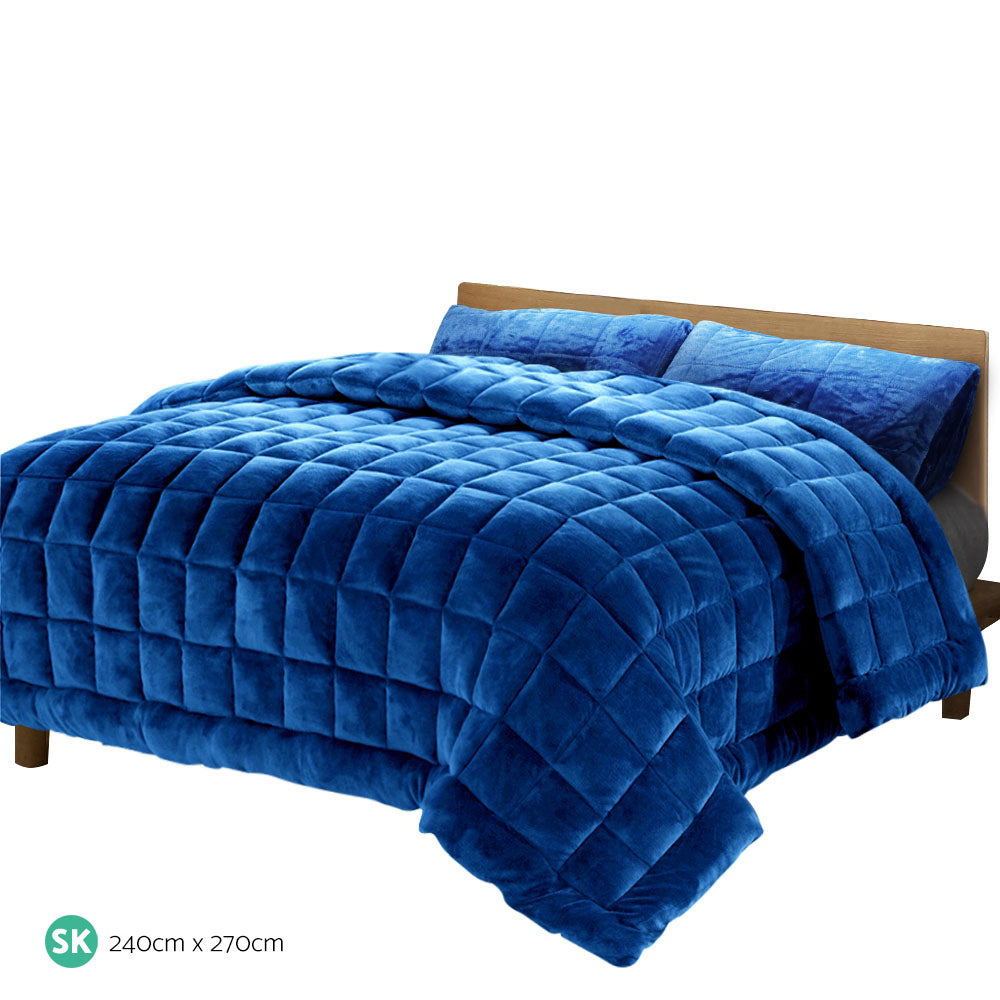 Giselle Bedding Faux Mink Quilt Blue Super King