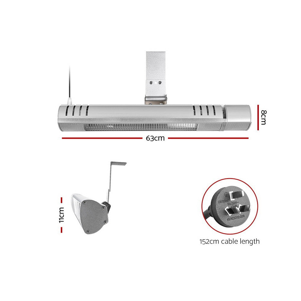 Devanti Electric Strip Heater Infrared Radiant Heaters 2000W