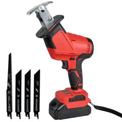 21V Cordless Electric Brushless Reciprocating Saw Rechargeable Handheld Cutter Saw with 4 Blades 1500mah Li-ion Battery Charger for Wood PVC Pipe Cutting