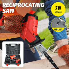 21V Cordless Electric Brushless Reciprocating Saw Rechargeable Handheld Cutter Saw with 4 Blades 1500mah Li-ion Battery Charger for Wood PVC Pipe Cutting