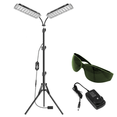 2 Head Red Light Therapy Lamp Dual Infrared Red Infrared Lamps 660nm and 850nm with Height Adjustable Tripod Stand and Therapy Glasses for Body Skin Back