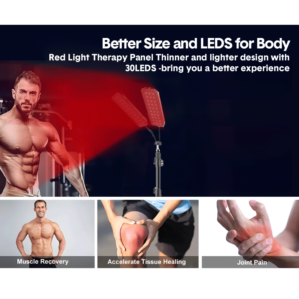 2 Head Red Light Therapy Lamp Dual Infrared Red Infrared Lamps 660nm and 850nm with Height Adjustable Tripod Stand and Therapy Glasses for Body Skin Back