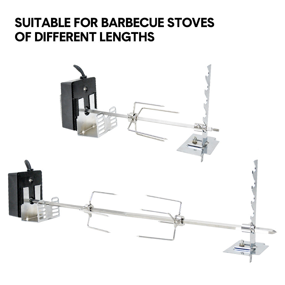 Automatic BBQ Rotisserie Kit Electric Stanless Steel Roast Spit Set Adjustable with Motor AU Plug for Grilling Hot Dog Chicken Steak