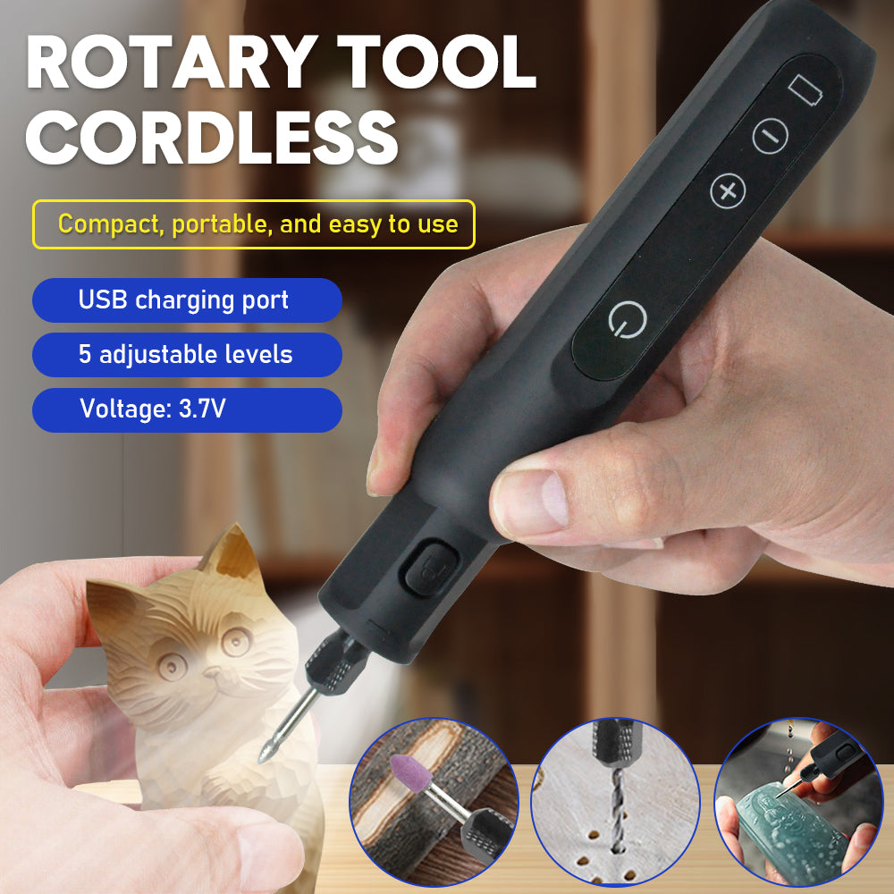 Cordless Rotary Tool Kit Electric Grinder 3.7V 2000mAh Handheld Engraving Pen Variable Speed 5000 to 25000RPM Grinding Tool with 56pcs Accessories kit