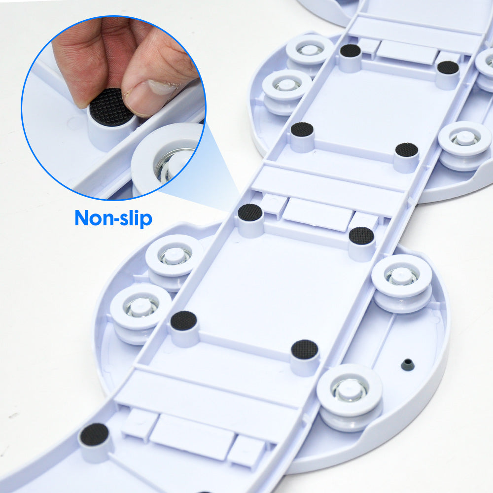 Expandable Lazy Susan Turntable Rotating Serving Tray for Rectangular Tables 8-Plate Capacity Adjustable Track Design Anti-Slip Edges Space-Saving