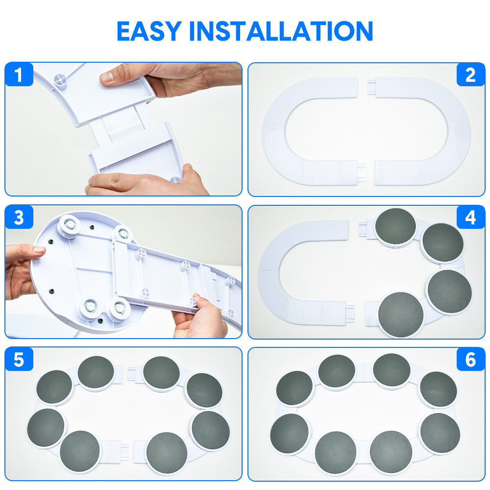 Expandable Lazy Susan Turntable Rotating Serving Tray for Rectangular Tables 8-Plate Capacity Adjustable Track Design Anti-Slip Edges Space-Saving