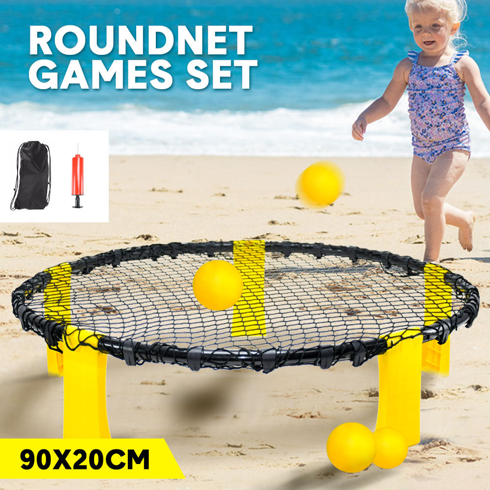 Portable Outdoor Spikeball Roundnet Game Set Team Beach Ball Game Bouncer Toy with Carrying Bag Net and 3 Balls Played Indoor Outdoor Lawn Beach Tailgating