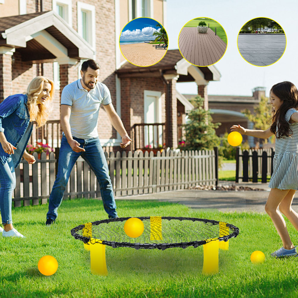 Portable Outdoor Spikeball Roundnet Game Set Team Beach Ball Game Bouncer Toy with Carrying Bag Net and 3 Balls Played Indoor Outdoor Lawn Beach Tailgating