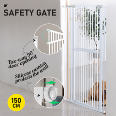 Alston Extra Tall 150cm Baby Pet Security Gate Safety Gate Easy Fit Fence Two Way Opening No Drill Needed Extension Part Width of 10.5/21/32cm Option