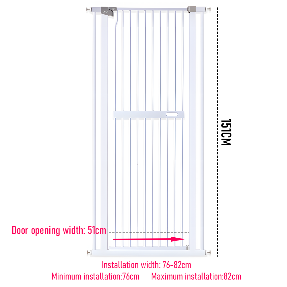 Alston Extra Tall 150cm Baby Pet Security Gate Safety Gate Easy Fit Fence Two Way Opening No Drill Needed Extension Part Width of 10.5/21/32cm Option