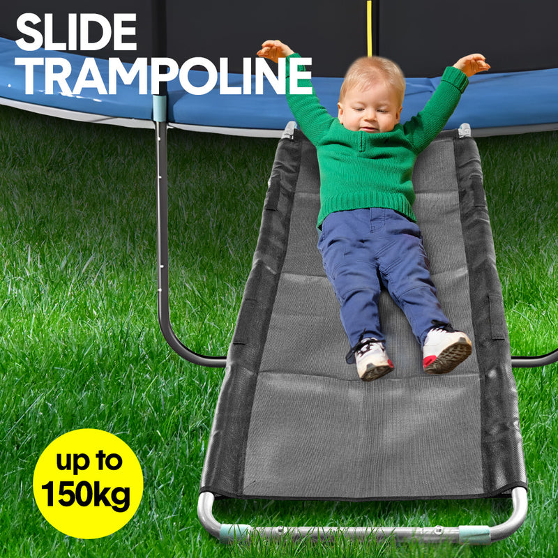 Trampoline Slide Ladder Ramp Kids Trampoline Climber 150x55cm Heavy Duty Steel Slide Strong Tear Resistant With Hook Outdoor Climb Up Slide Down Black