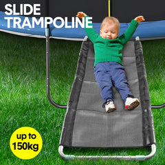 Trampoline Slide Ladder Ramp Kids Trampoline Climber 150x55cm Heavy Duty Steel Slide Strong Tear Resistant With Hook Outdoor Climb Up Slide Down Black