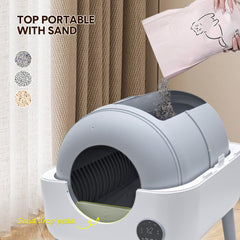 76L Large Self-cleaning Automatic Cat Litter Box Electric Pet Litter Tray Smart APP Controlled Safety Protection and 6 Color Lighting with Garbage Bag