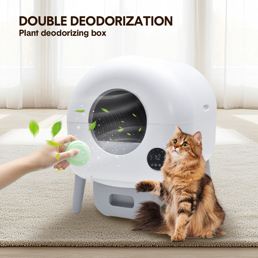 76L Large Self-cleaning Automatic Cat Litter Box Electric Pet Litter Tray Smart APP Controlled Safety Protection and 6 Color Lighting with Garbage Bag