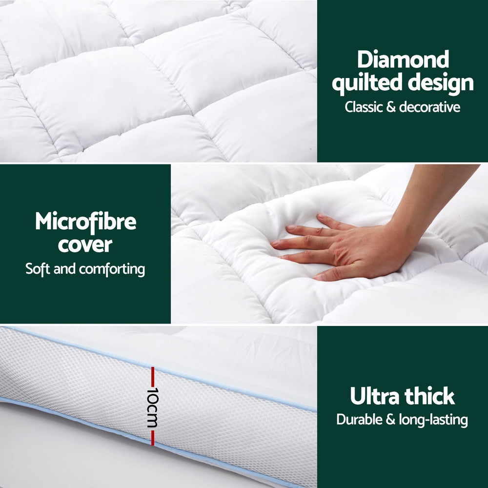 Giselle Bedding Mattress Topper Pillowtop Bamboo 10cm Double