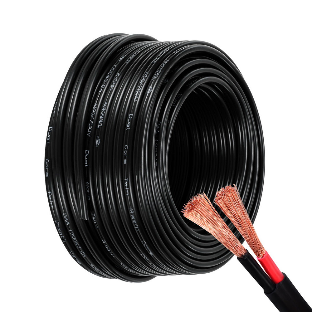 Giantz 5MM 30M Twin Core Wire Electrical Cable Extension Car 450V 2 Sheath