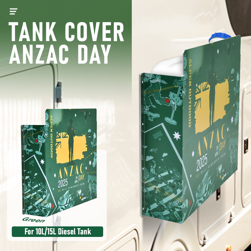 Alpen Outdoor Diesel Tank Cover Silver Gas Tank Bracket 2mm Thick Aluminium Tank Mounting Holder Fit for 10L/15L Tank for Caravan Trailer Toolbox Left Right ANZAC Green