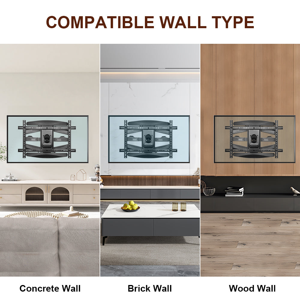 Telescopic Swivel and Tilt TV Monitor Wall Mount Bracket Load up to 85kg Full Motion Long Arm Bracket Max 48.5cm Extension For Most 32-80 inch Flat TVs