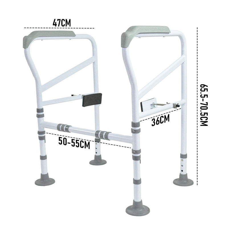 Toilet Frame Support Standing Disability Assist Aid Safety Grab Handle Rail Height and Width Adjustable For Elderly Disabled Max Load 150Kg