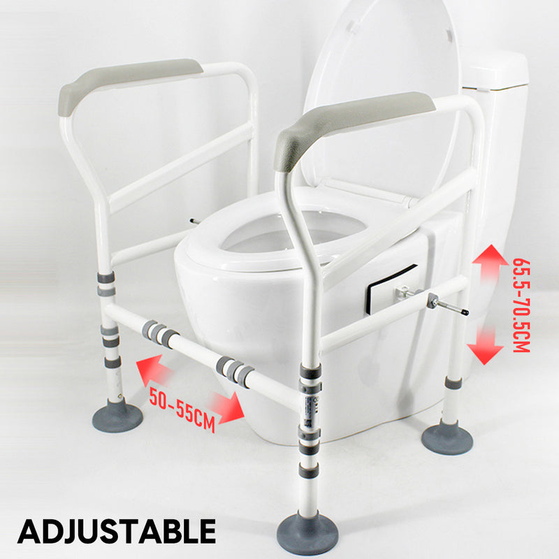 Toilet Frame Support Standing Disability Assist Aid Safety Grab Handle Rail Height and Width Adjustable For Elderly Disabled Max Load 150Kg