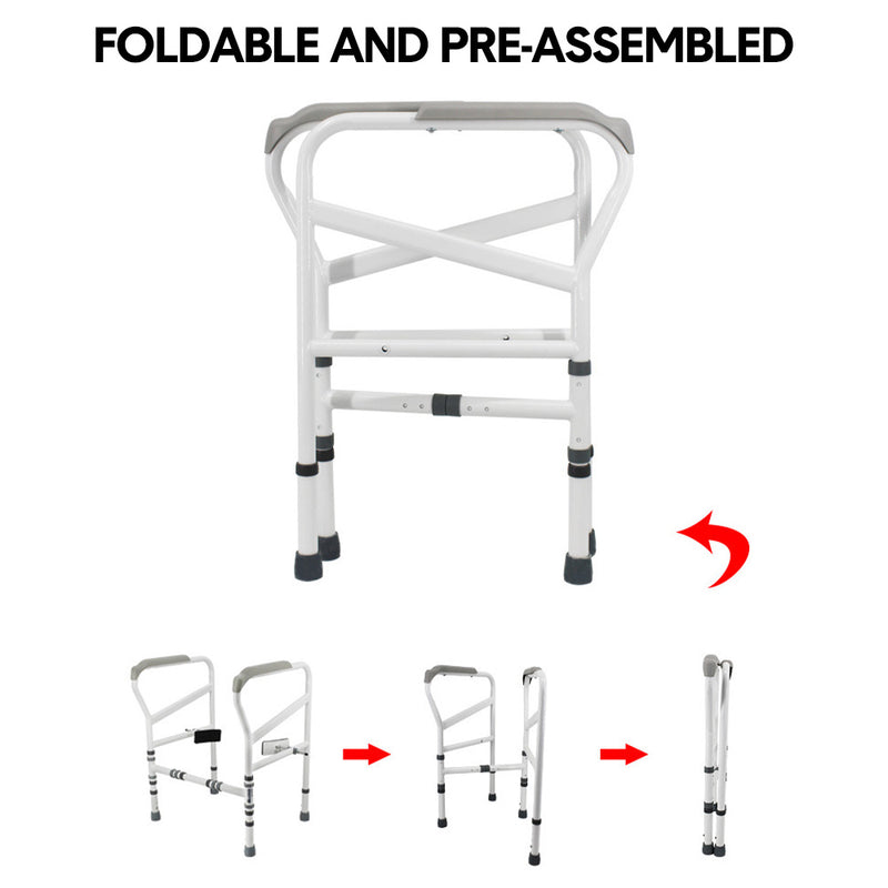 Toilet Frame Support Standing Disability Assist Aid Safety Grab Handle Rail Height and Width Adjustable For Elderly Disabled Max Load 150Kg