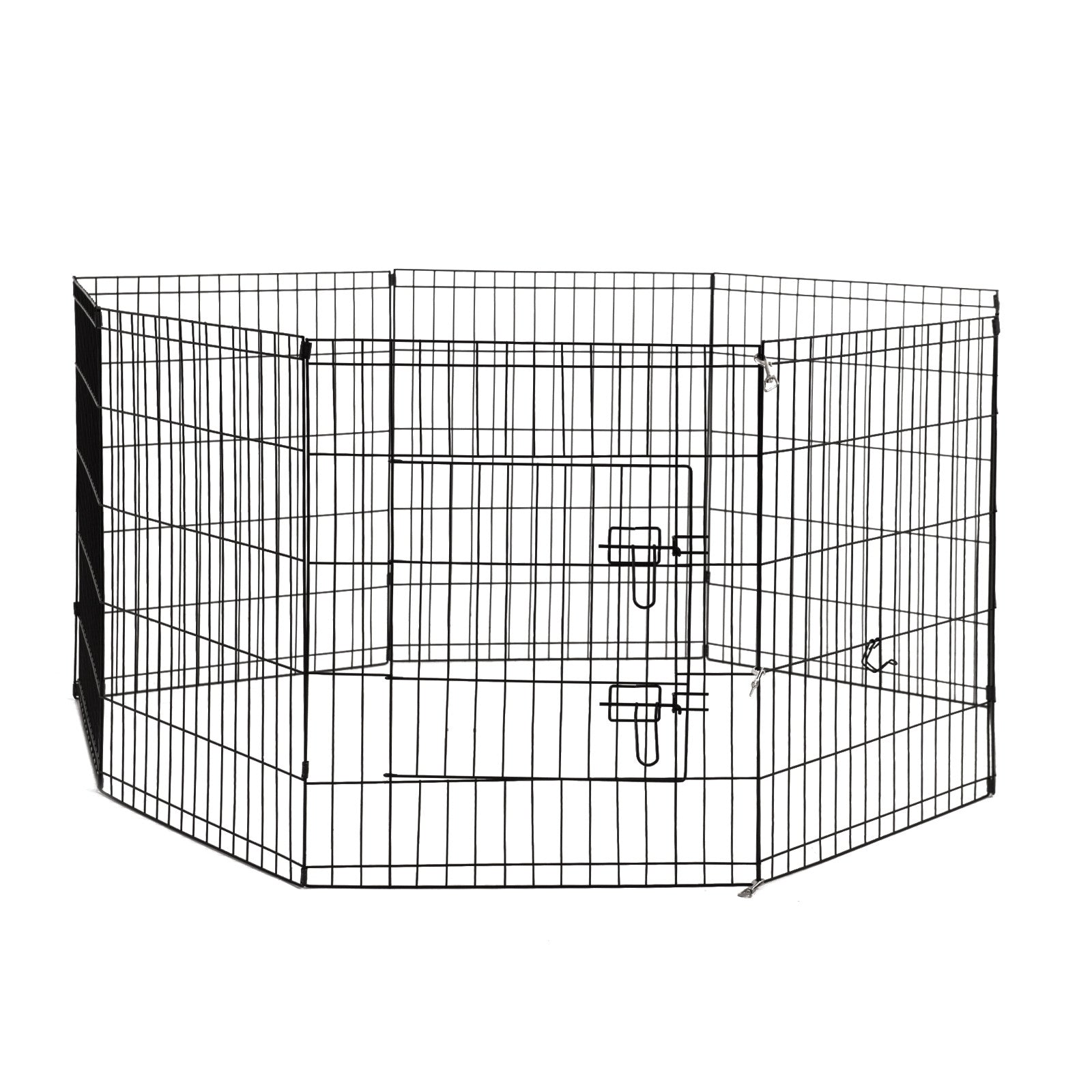 4Paws 8 Panel Playpen Puppy Exercise Fence Cage Enclosure Pets Black All Sizes - 30" - Black