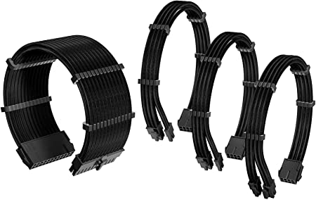 ANTEC PSU - Sleeved Extension Cable Kit V2 - Black. 24PIN ATX, 4+4 EPS, 8PIN PCI-E, 6PIN PCI-E, Compatible with Standard PSU