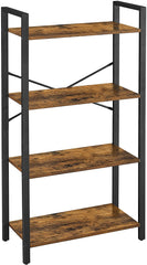 4-Tier  Storage Rack with Steel Frame, 120 cm High, Rustic Brown and Black