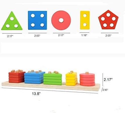 Wooden Educational Preschool Blocks Puzzle for 3 to 5 Year Old Kids Toys