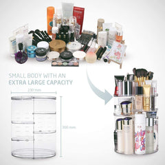 360 Degree Rotation Makeup Organizer Adjustable with Multifunction Cosmetic Storage Box