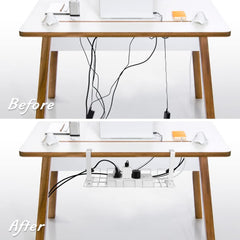 2 pack Under Desk Cable Management Tray, White