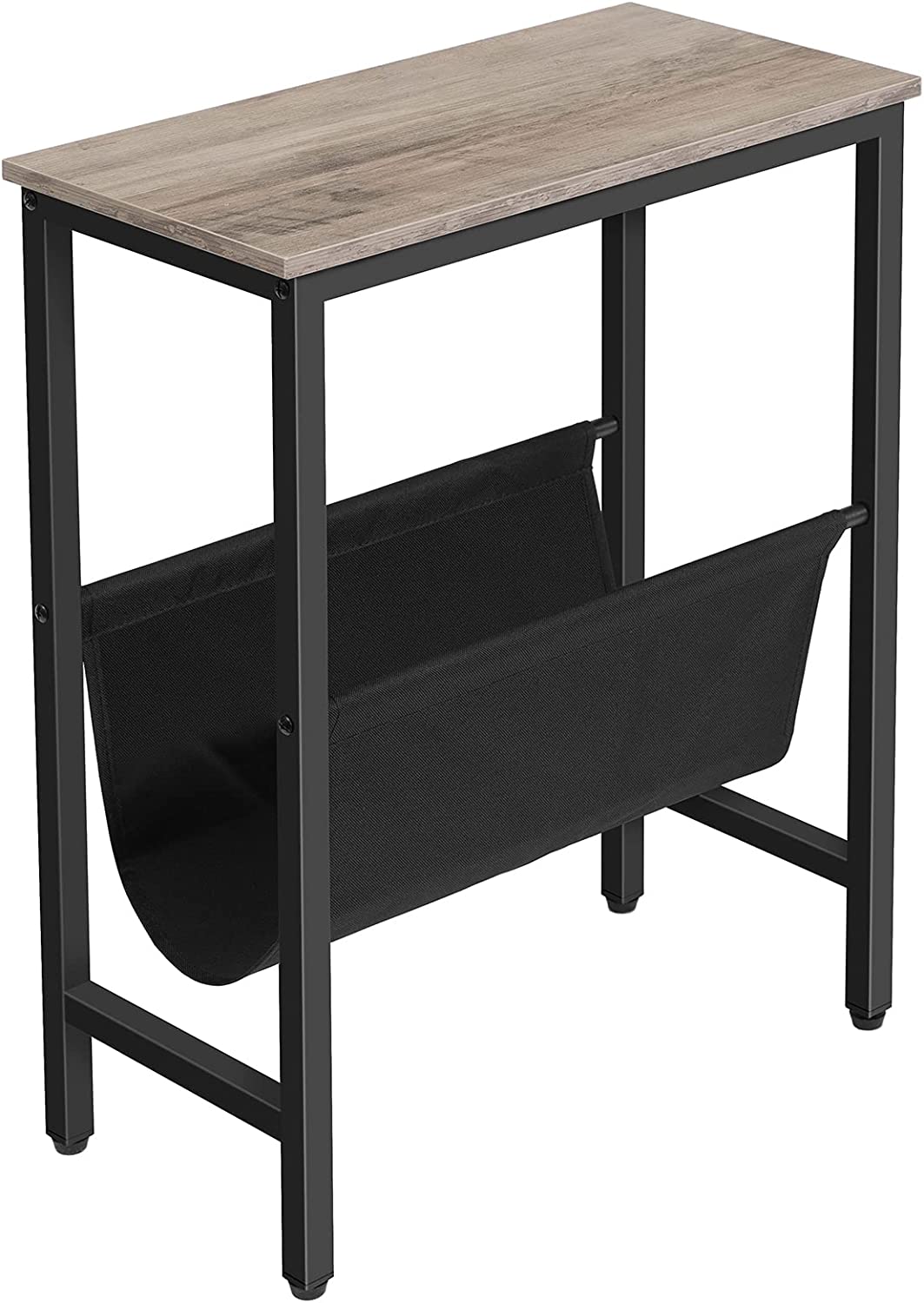 Industrial Side Table with Magazine Holder Sling and Metal Structure (Grey)