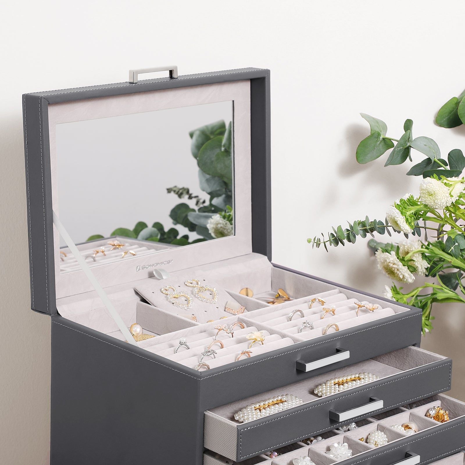 Jewellery White Box, 6 Layers, 5 Drawers