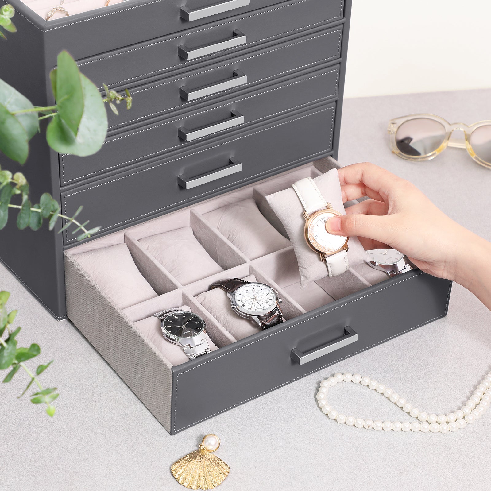 Jewellery White Box, 6 Layers, 5 Drawers